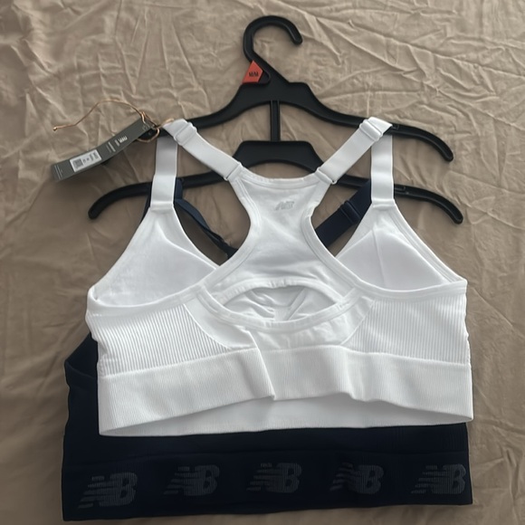 New Balance Women's Dark Blue and White Sports Bras - Picture 5 of 6